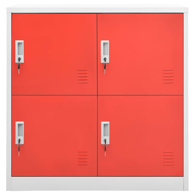 vidaXL - Lockerkasten - 2 - st - 90x45x92,5 - cm - staal - lichtgrijs - en - rood