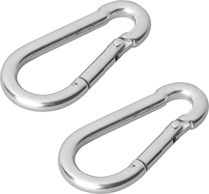 ProPlus Karabijnhaak - Metaal - 8x80 mm - Chroom - 2 stuks