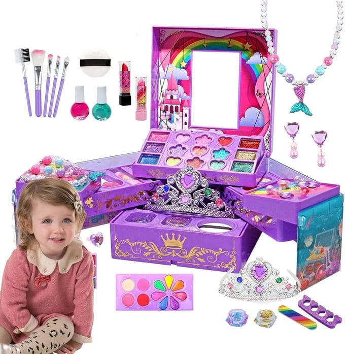 Kinders Make-up Set - Verkleedaccessoires - Rollenspel - Wasbaar met water - Grote set - Multicolor