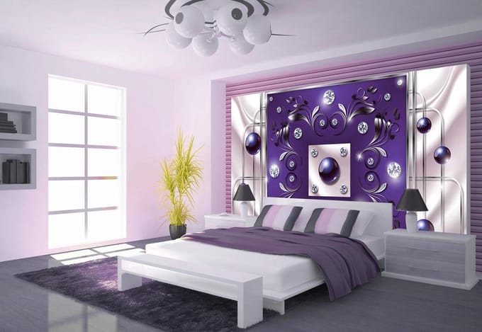 Purple Diamond Abstract Modern Photo Wallcovering