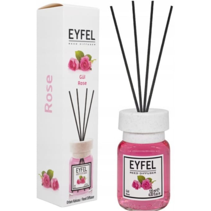 EYFEL - REED DIFFUSER - GEURSTOKJES - HUISPARFUM - ROSE - 120ML