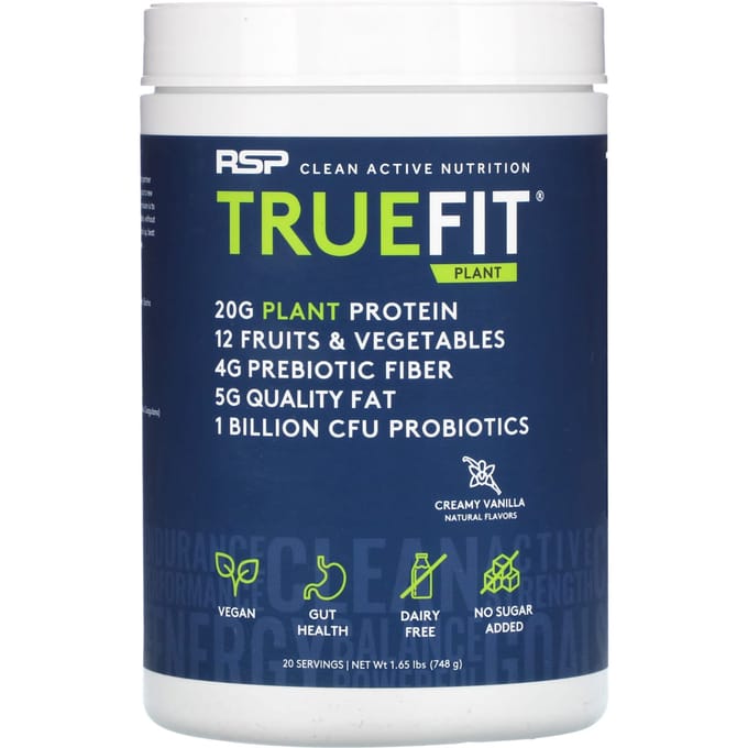 RSP Nutrition, TrueFit Plant Protein Shake, Creamy Vanilla Smaak, 1.65 lb (748 gram)
