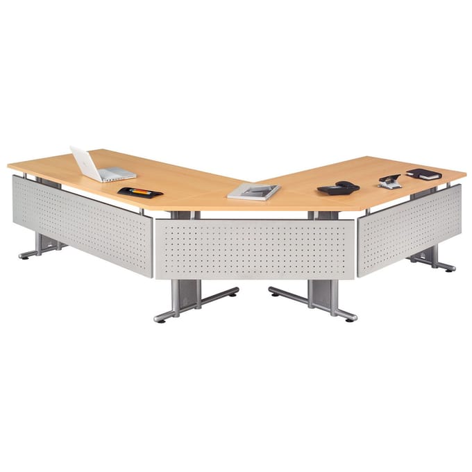 Frontpaneel bureau JENA, metaal, geperforeerd, B 800 x D 800 mm, zilverkleurig gemoffeld
