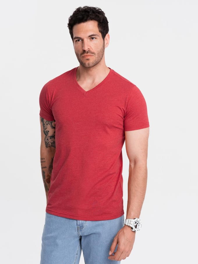 OMBRE T-shirt - Regular Fit - Katoen - Korte Mouw Rood Gemêleerd M