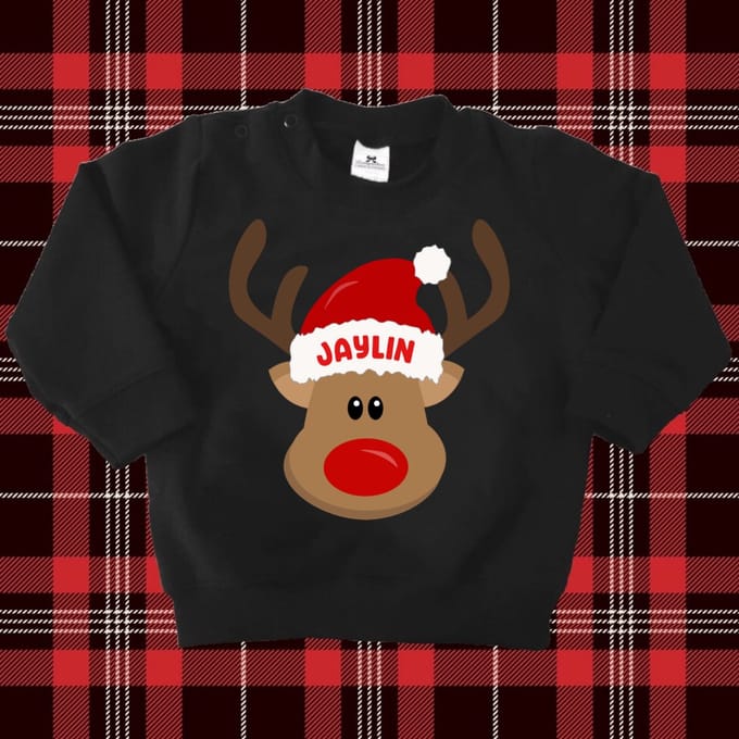 Foute Kersttrui-Sweater kind met naam-Rudolf het rendier-Kerst Cadeautje-Maat 92