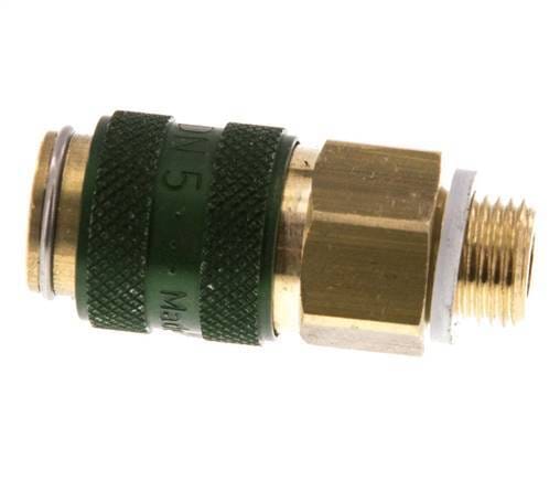 Messing DN 5 Groen Luchtkoppeling Snelkoppeling G 1/8 inch Buitendraad - CLS5-M-B-GRE-018