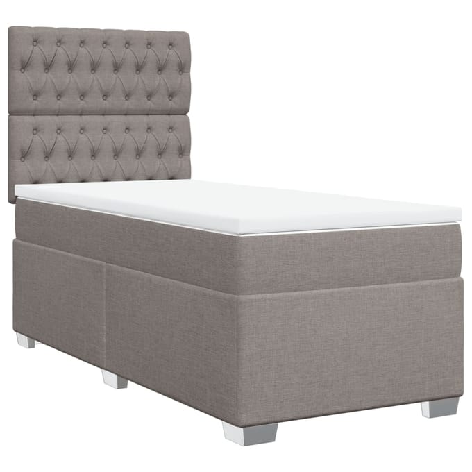 vidaXL - Boxspring - met - matras - stof - taupe - 90x190 - cm