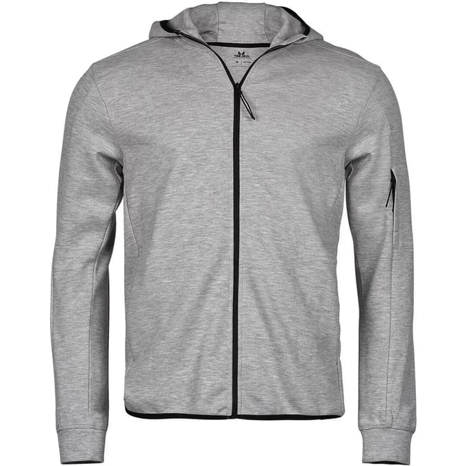 Tee Jays - Athletic Hooded Full Zip Sweat - Heather Grey - M
