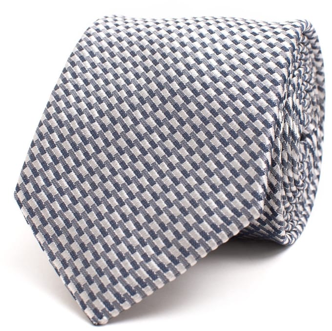 DIGBY Silk tie with graphic design Silver (TRTIIE356 - 204)