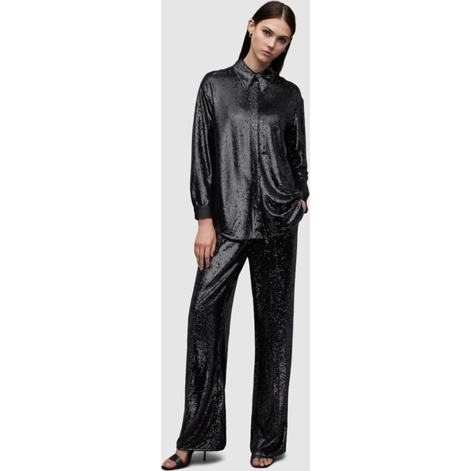 AllSaints Charli Seq Trouse Black Größe: 2 | Stoffhosen Outlet | Damen | Schwarz