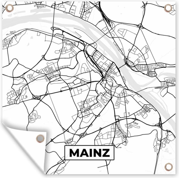 Tuindoek Mainz - Plattegrond - Kaart - Stadskaart - 100x100 cm