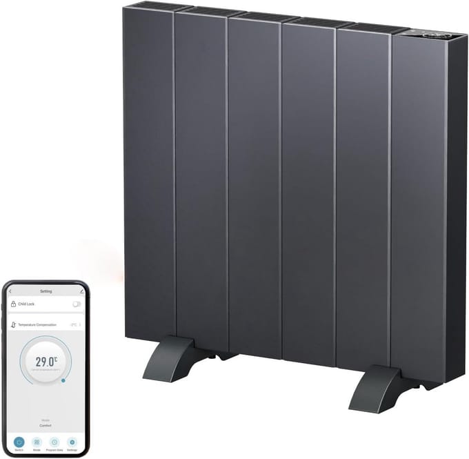 Energiezuinige Elektrische Convectorverwarming met LCD, Timer en Afstandsbediening