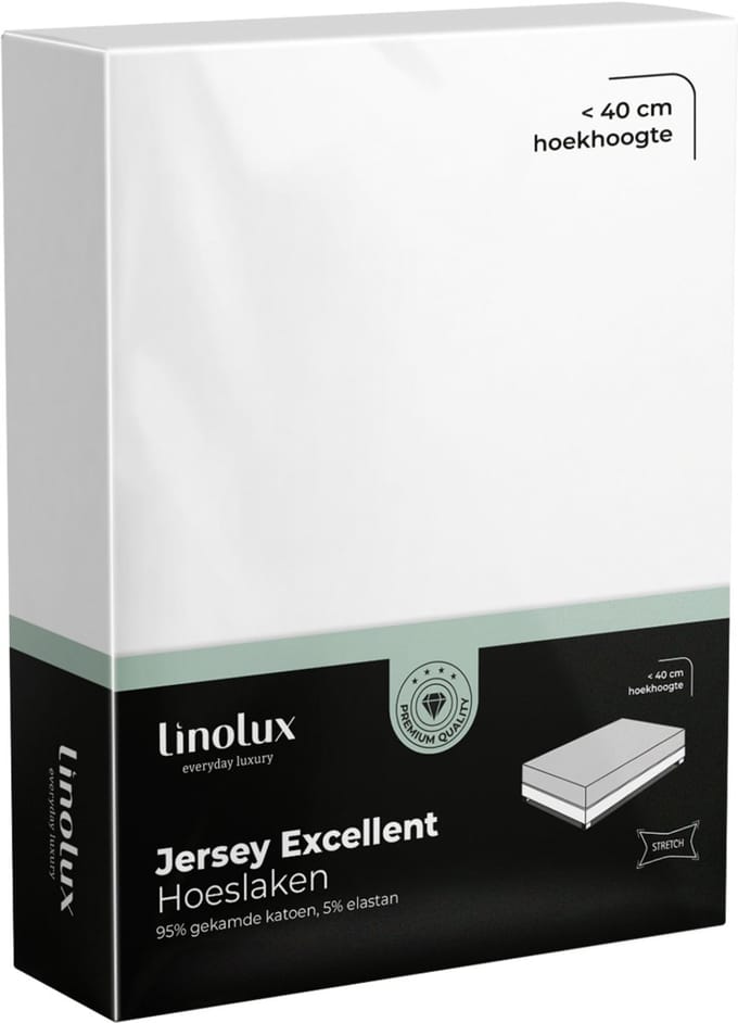 Linolux Hoeslaken Jersey Excellent White 80x200 t/m 100x220