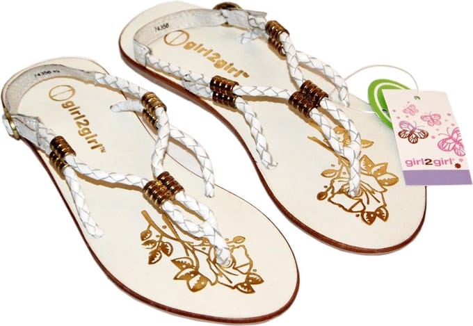 Crème sandalen / teenslippers girl2girl