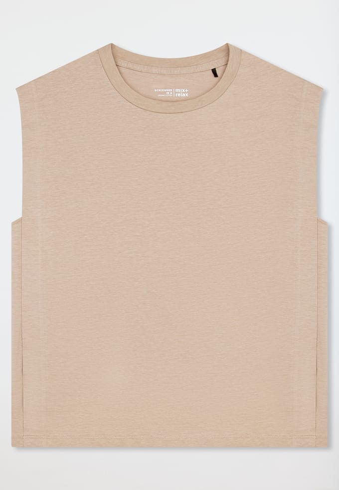 Shirt met korte mouwen van linnen, terracotta - Mix+ Relax 48