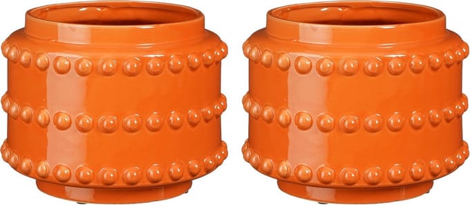 Mica Decorations Pot - 2x - boaz - gebobbeld - oranje - 16.5 x 21 cm