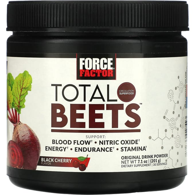 Force Factor, Total Beets, poudre pour boisson originale, saveur cerise noire, 7,1 oz (201g)