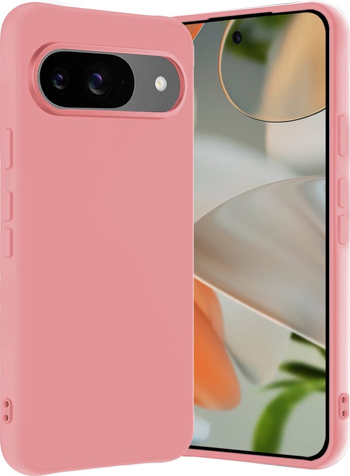 Hoes - Geschikt voor Google Pixel 9 - Sterk & Shockproof - Hoesje Cover - Siliconen Case - Lichtroze