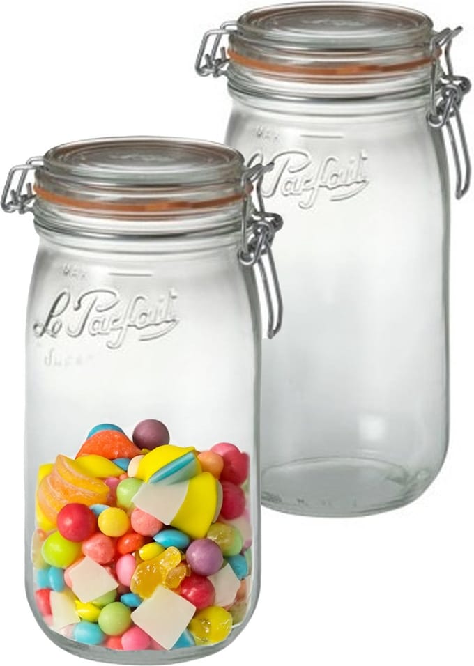 Le Parfait Voorraad/weckpot - 2x - glas - transparant - 22 x 10 cm - 1,5 L