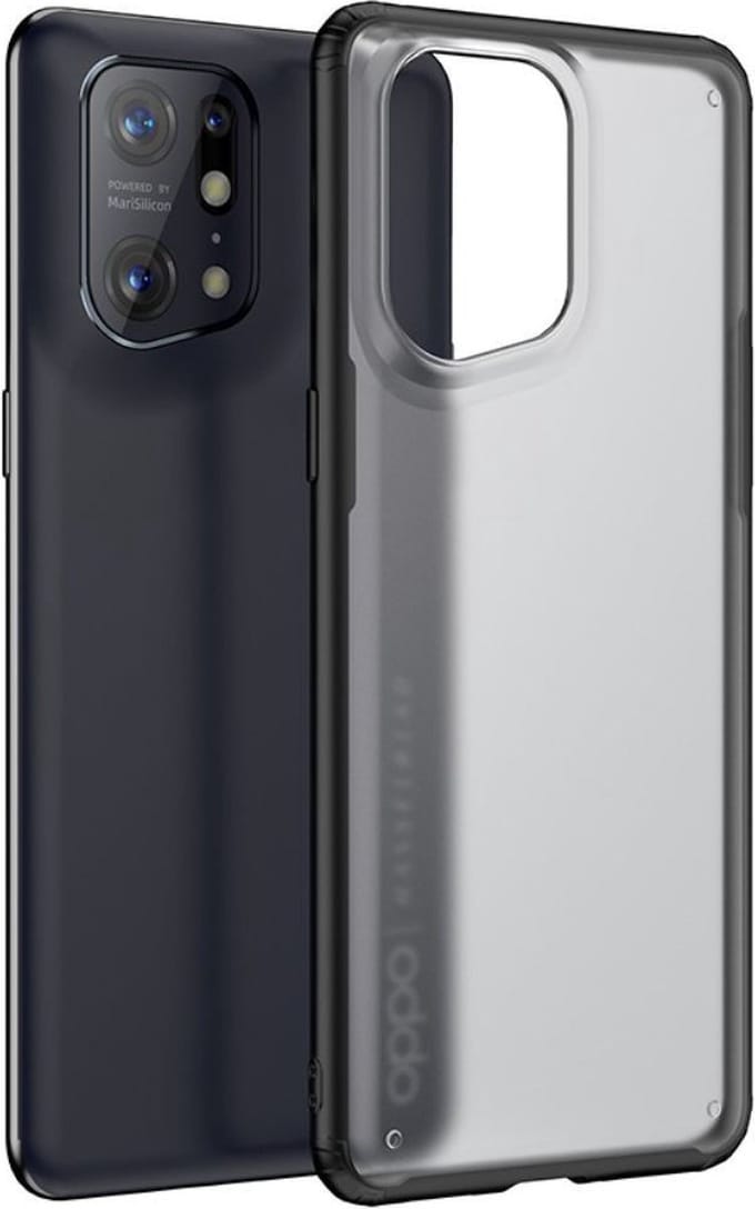 Oppo Find X5 Pro Hoesje Armor Back Cover Transparant Zwart