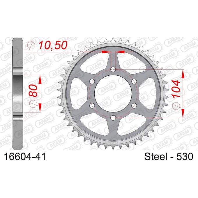 Stalen tandwiel Afam 530 41 dents