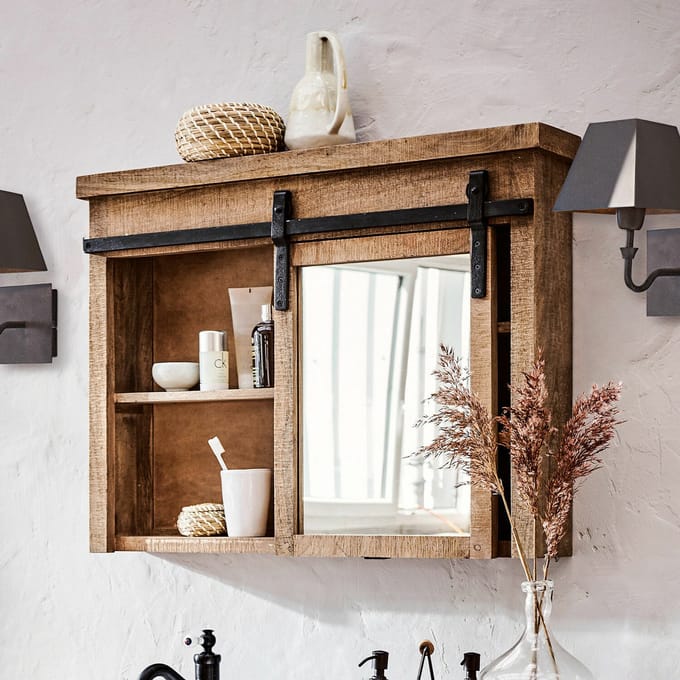 LOBERON Kast met spiegel Taylors Island bruin