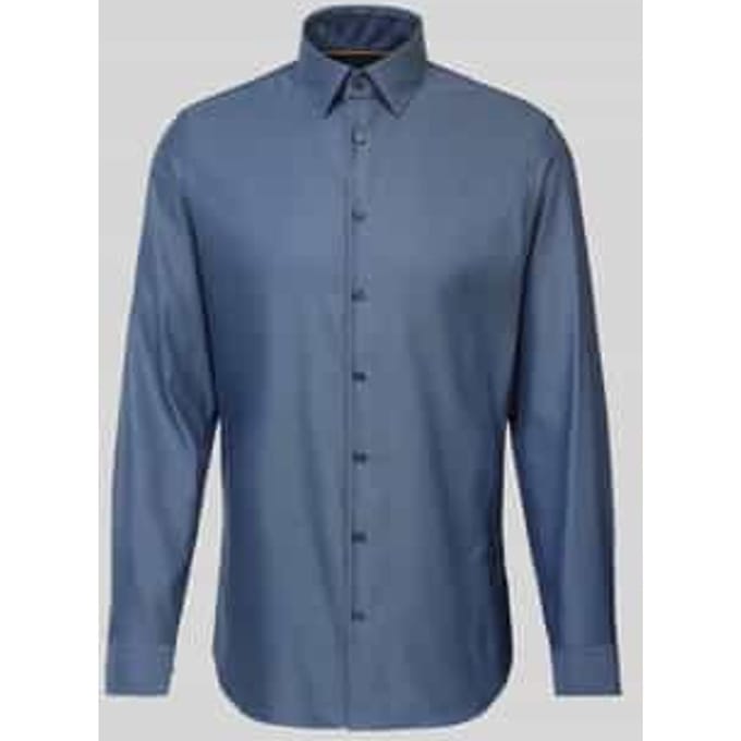 Regular fit zakelijk overhemd van viscose met kentkraag