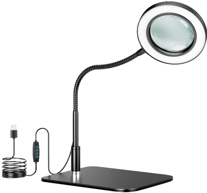 Loeplamp - 10X Vergroting - Dimbaar - 3 Lichtkleuren