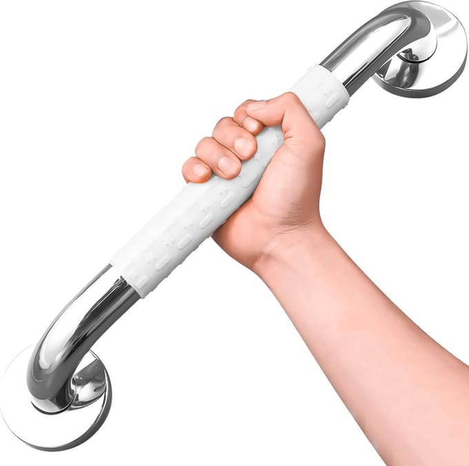 Badkamer handgreep - Veiligheidsgreep steun - Veilig douchen - Antislip nylon grip - 40 cm - Wit