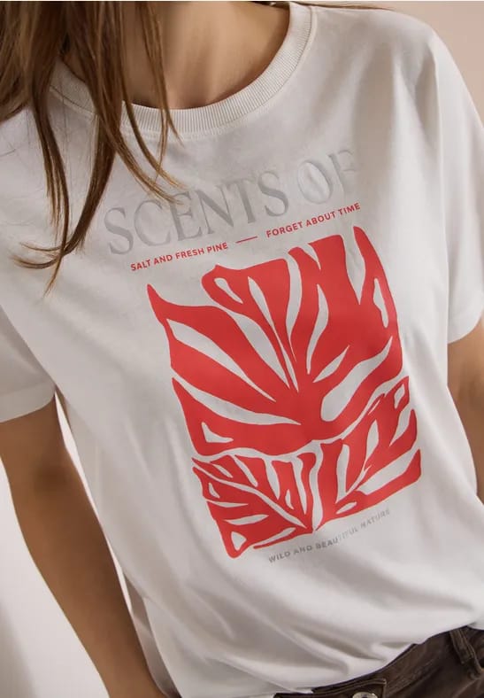 Shirt met ronde hals en print op de voorkant