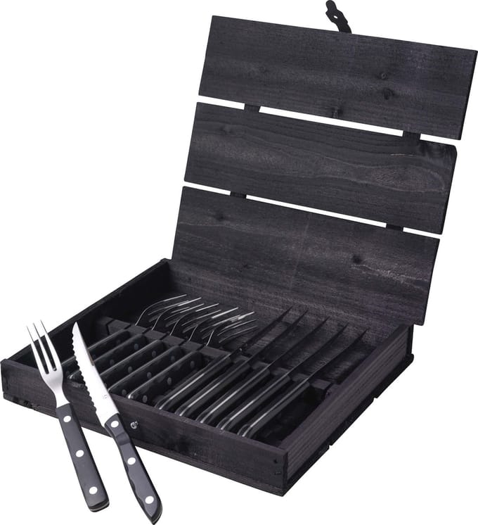 Gense Old Farmer Black Steakbestek 12 delen Zwart/Staal