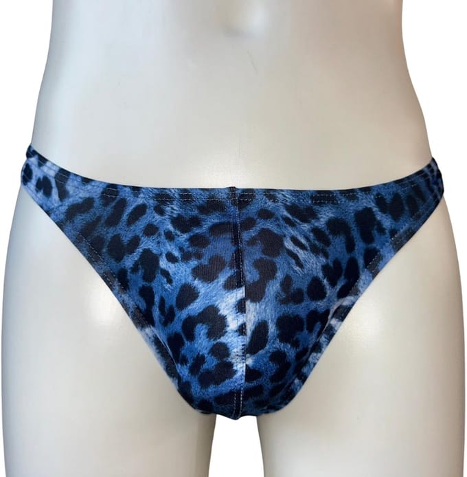 LekkerStout Heren Luipaard String - Blauw/Zwart - Sexy Herenondergoed | M | ( LS189 )