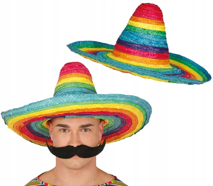 Stro Geel Kleurrijk Mexicaans Hoed Sombrero Mexicaans Feest Bal Parade