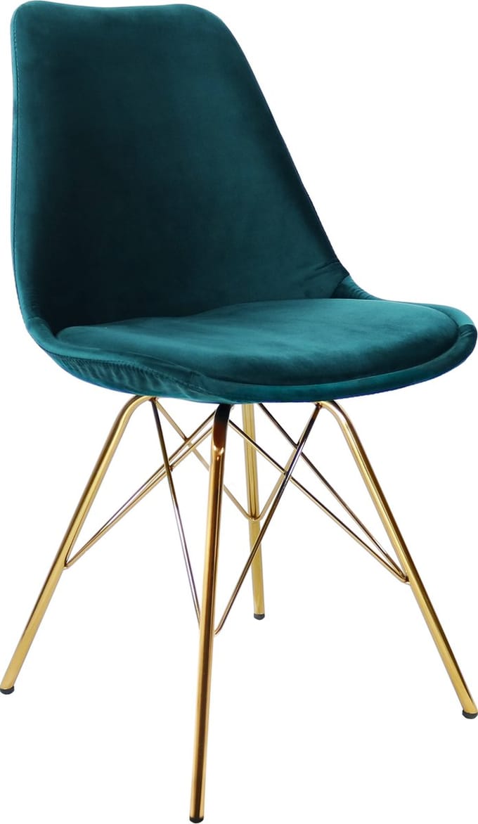 KICK® VELVET Kuipstoel Blauw – Eetkamerstoel – Velvet – Goud Frame