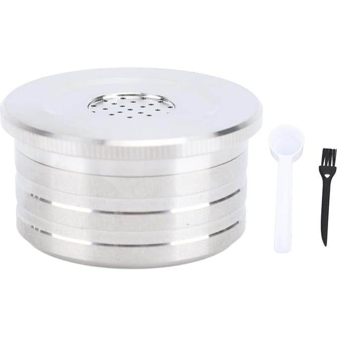Capsule de Café Réutilisable Acier Inoxydable Capsule de Café Réutilisable pour Machine à Café DELTA Q avec Papier with Brush Spoon white