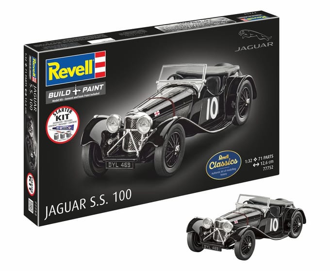 Revell Modelbouwpakket Auto - 77752 Jaguar S.S. 100 - Britse Auto - Starter Kit Plastic - 1:32 - Modelbouw