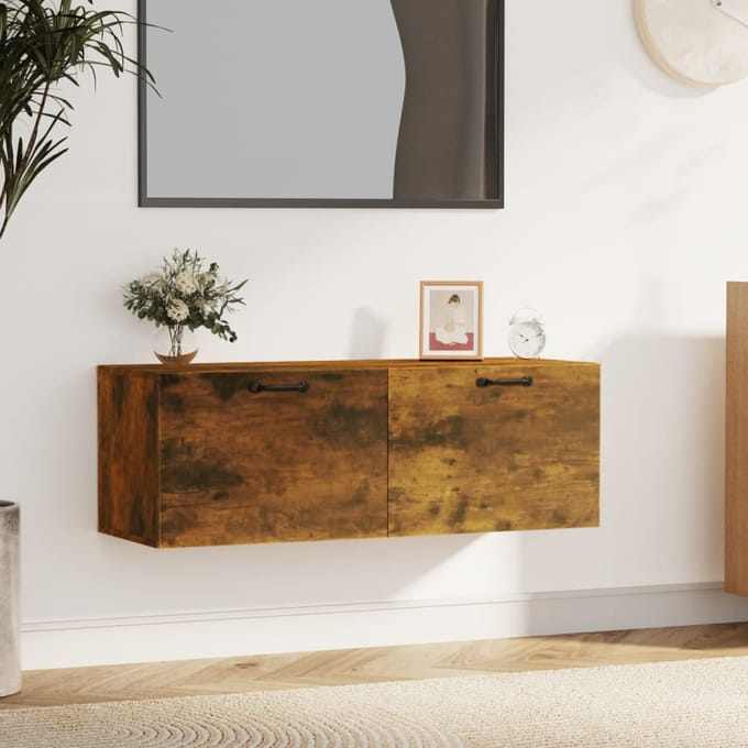 vidaXL - Wandkast - 100x36,5x35 - cm - bewerkt - hout - gerookt - eikenkleurig