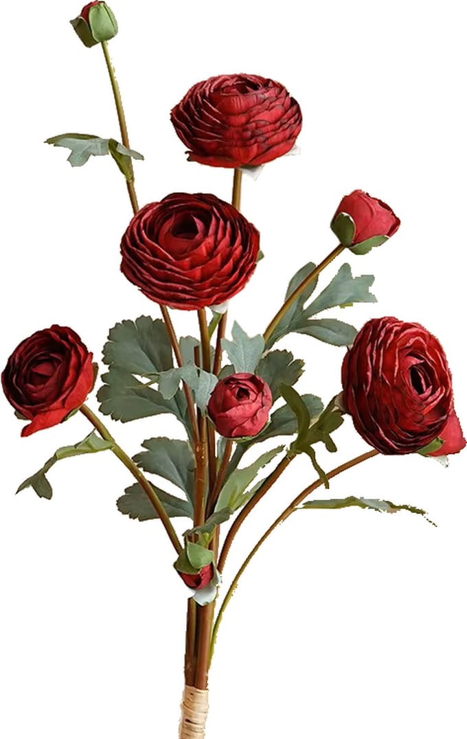 Steelbloem - kunstbloem Pioenroos 57 cm 7 knoppen rood