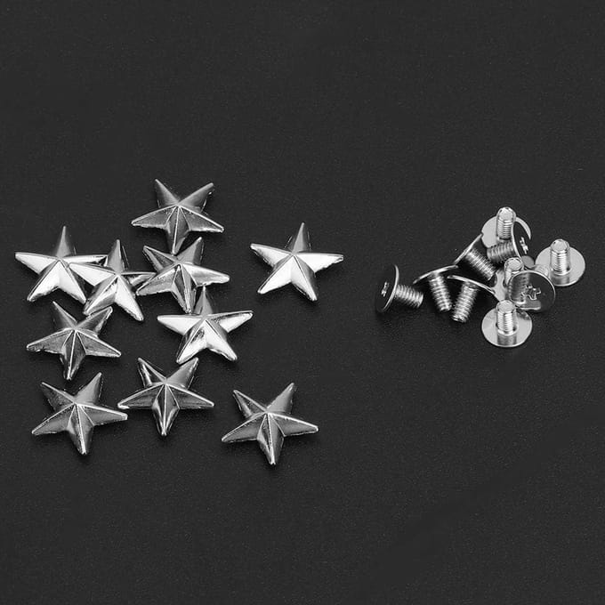 10x Metalen Ster Studs Schroefbevestiging Rivetten 14mm Zilver