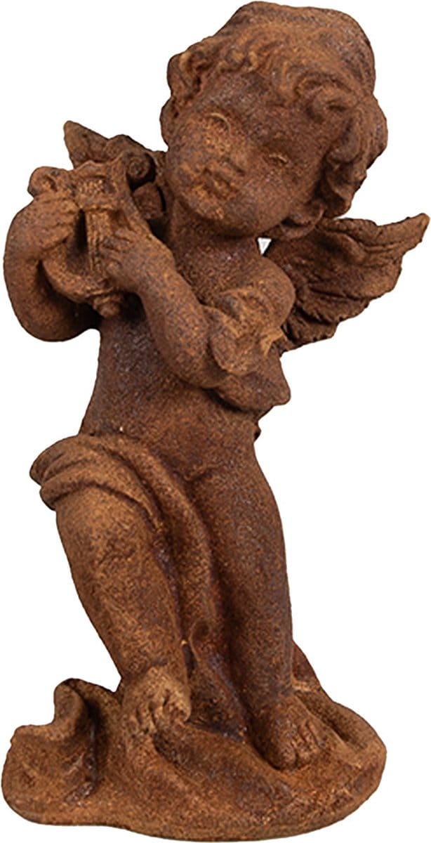 Clayre & Eef Decoratie Beeld Engel 14 cm Bruin Polyresin
