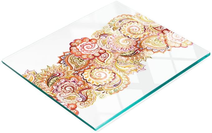 Multifunctionele decoratieve snijplank van gehard glas voor in de keuken, 60x52 cm