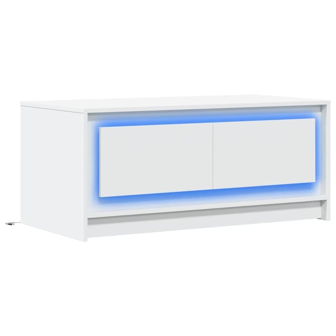 vidaXL - Salontafel - met - LED-verlichting - bewerkt - hout - wit