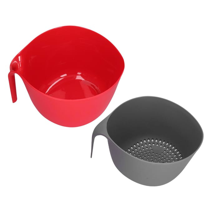 Passoire en plastique 2 en 1 double couche détachable grande capacité haute durabilité non toxique passoire alimentaire red