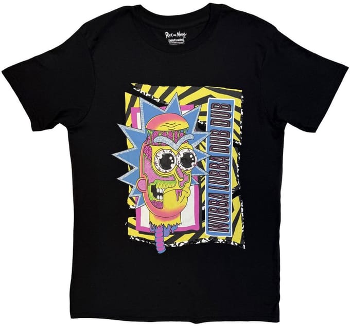 Rick And Morty - Wubba Lubba Dub Dub Heren Tshirt - L - Zwart