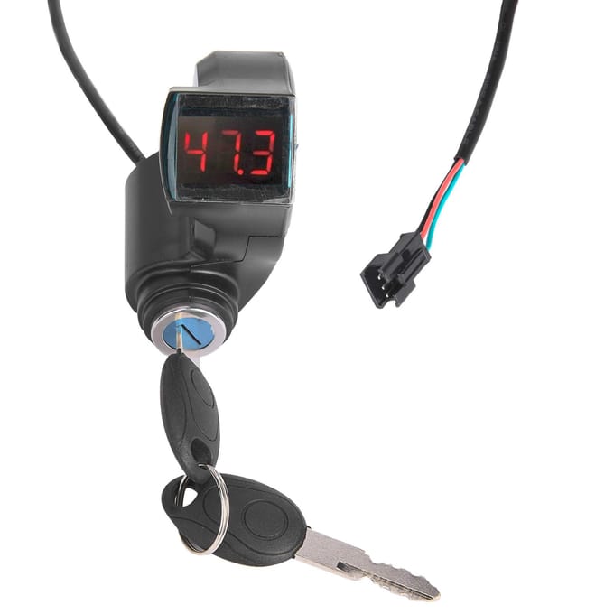 Elektrische Fiets Twist Stuurhandvat Digitale Batterijspanning Display Schakelaar Vermogen met Sleutelslot black
