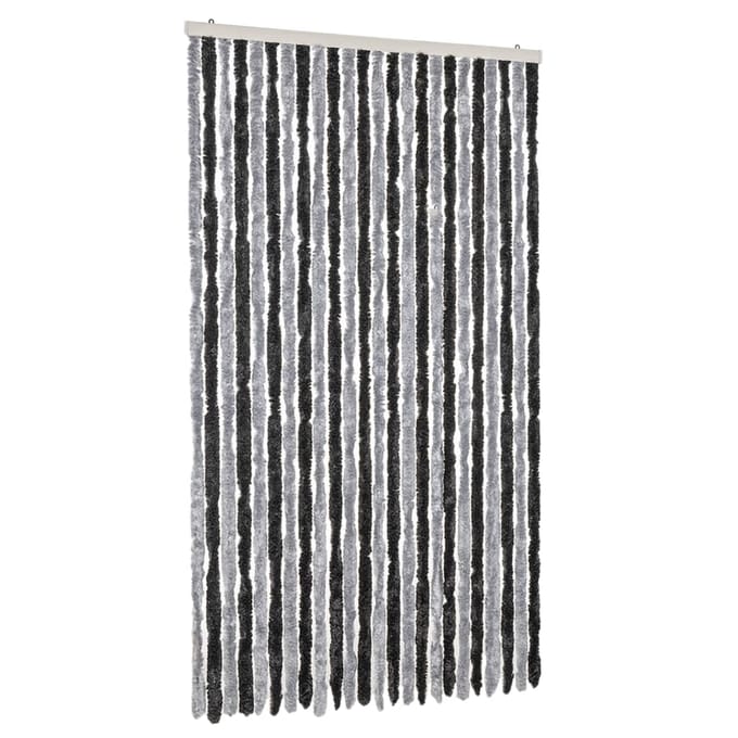 vidaXL - Vliegengordijn - 100x220 - cm - chenille - grijs - en - zwart