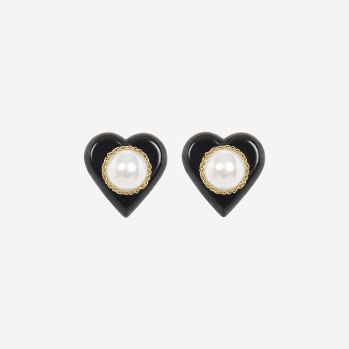 Margot Bardot Amelie Heart Pearl Oorbellen