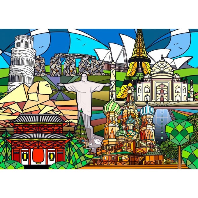 Enjoy Puzzle legpuzzel World Landmarks 1000 stukjes volwassenen.