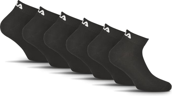 FILA - Basic Quartersokken / Enkelsokken | 6-Pack | Quarter Socks | Maat 43/46 - Zwart