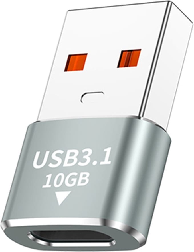 USB 3.0 naar USB-C Adapter - 120W 10Gbps - USB C naar USB 3.0 Adapter - USB A naar USB C Converter - USB A naar USB C Female - aluminium - grijs - Provium